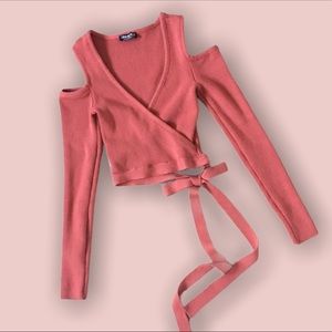 Fashion Nova Muave Cropped Wrap Top NWOT